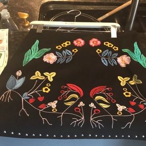 Flower Black Skirt